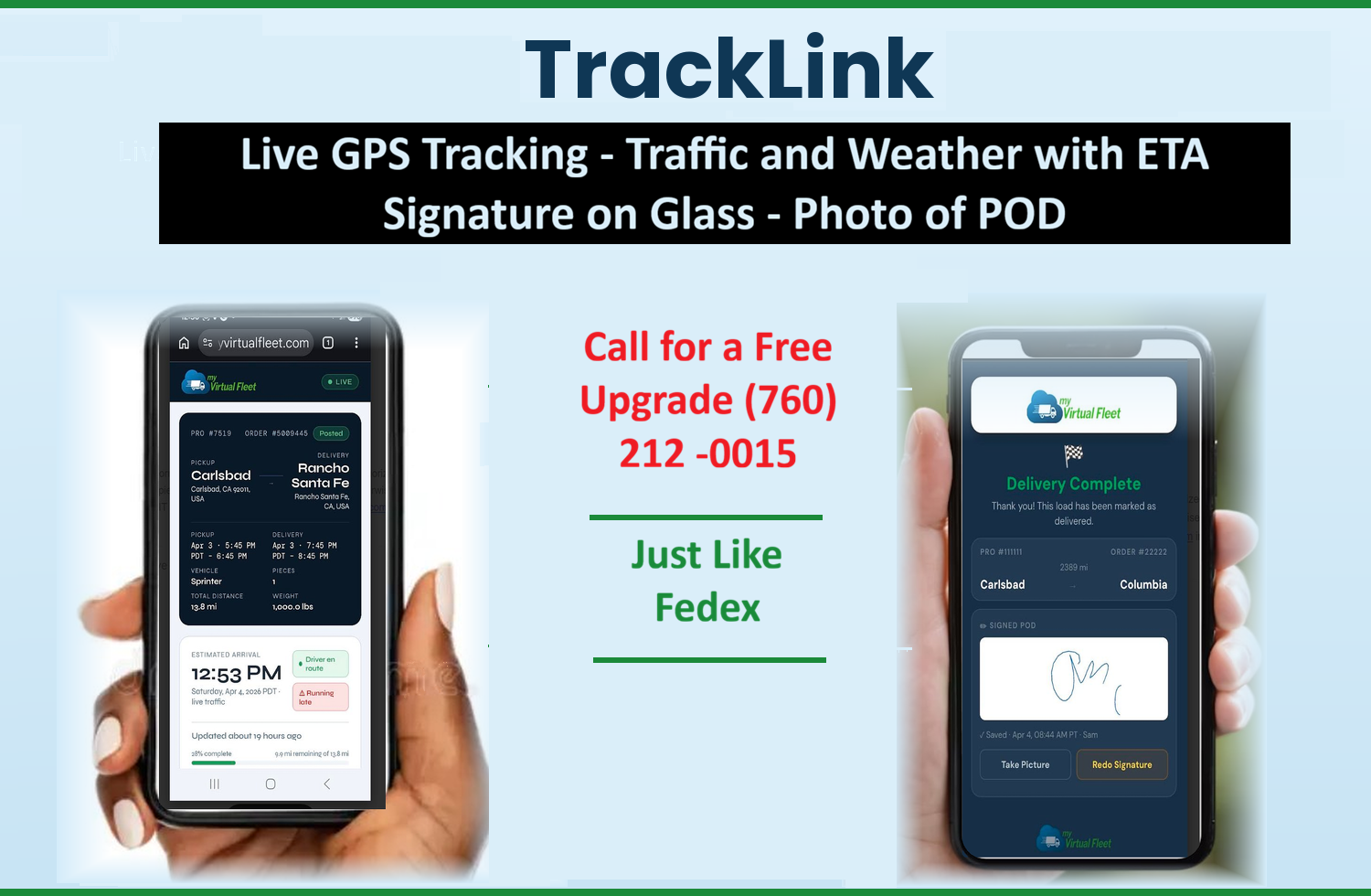 TrackLink — Live GPS Tracking, Signature on Glass, Photo of POD